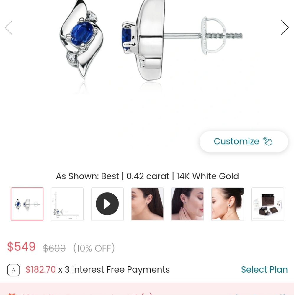 Angara earings, .42 carats white gold